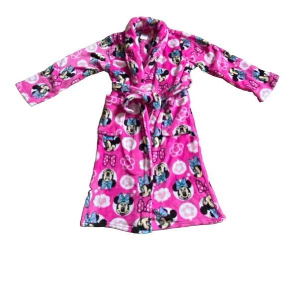 Disney Other - Disney Minnie Mouse Girls Plush Robe W/ Tie-Pink/White-Size 10-GUC